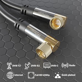 CableDirect – SAT cable, coaxial cable, satellite cable, 90° connectors – TV cable, multi-layer shielding, break-proof metal F connectors – 7.5m (HDTV, Radio, DVB-T, DVB-C, DVB-S, DVB-S2)