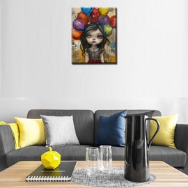 Tucocoo Little Girl and Ballons Paint by Numbers Kits with Brushes and Acrylic Pigment on Canvas Painting for Adults, Colourful Abstract Picture for Home Wall Decor Gifts 16''x20'' (DIY Framed)