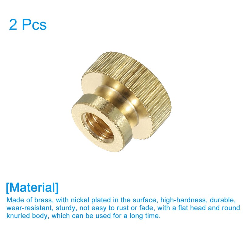 sourcing map Knurled Thumb Nuts, 2Pcs M6 x D14mm x