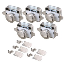 RDEXP 26mm Opening Hole Pearl Nickel Keyless Push Button Cabinet Latch Knobs for Motorhome Caravan Cabinet Door Set of 5
