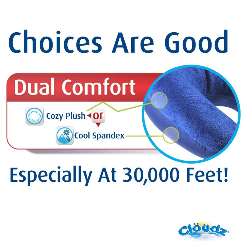 Cloudz Dual Comfort Microbead Airplane Travel Neck Pillow. Super Soft