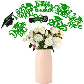 Gyufise 16Pcs Prom 2025 Centerpiece Sticks Class of 2025 Table Flower Centerpieces Sticks Congrats Grad Party Decorations for 2025 Graduation College Prom Party Supplies Green