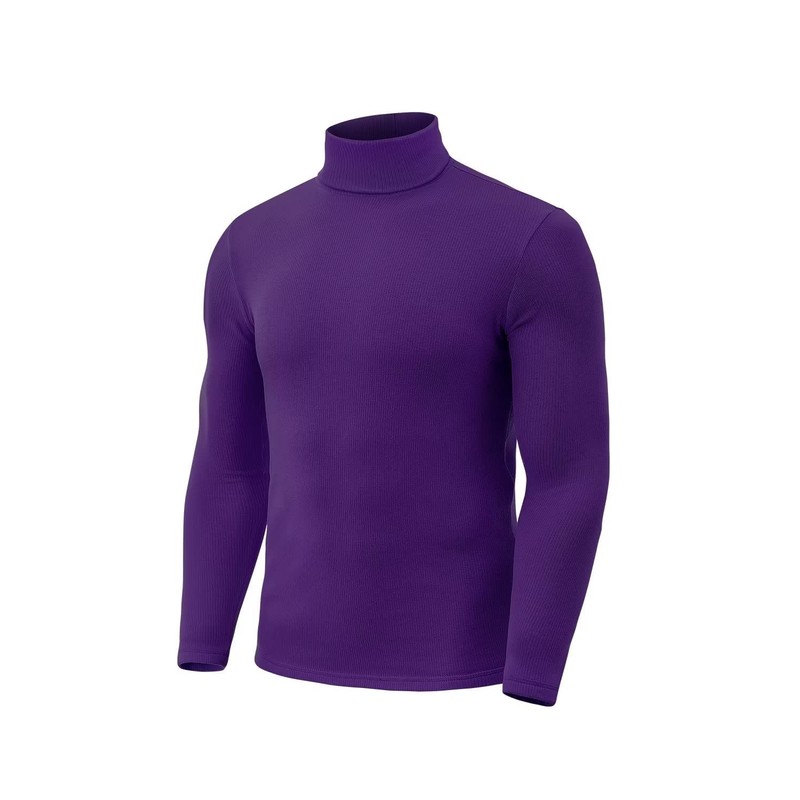 Mens Turtleneck Long Sleeve Shirts Thermal(Purple,X-Large)