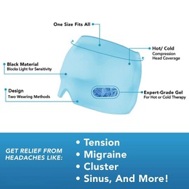 Migraine Cap, Migraine Hat, Migraine Relief Cap, Headache Mask, Headache Relief Cap, Cooling Mask Face for Relief, Headaches, Tension, Stress (Blue)