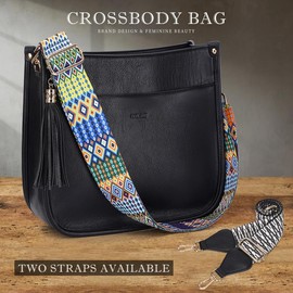 4053 Women's Elegant Crossbody Bag For Women Leather Hobo Handbag Wallet Set With 2count Adjustable Guitar Leopard Strap hkclufbag crossbody purses 2025:_Black