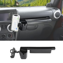 SQQP Multi-Mount Metal Road Passenger Phone Holder Fit for 2007-2010 Jeep Wranger JK JKU, Phone Mount Storage Tray Cellphone System Kit(Type B)