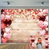CYLYH 10x8ft Valentine's Day Backdrops Rustic Wood Backdrop Red Love