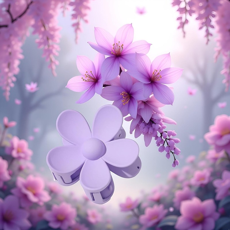1 Purple Hair Claw - Flower Shaped Plastic Jaw -