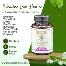 Alkaline Iron Booster Supplement - Natural Healthcare Fitness with 9 Powerful Herbs for Improved Vitality Dietary feminine gummies Vitamin