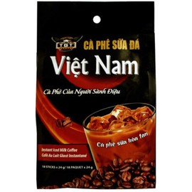 TGT Instant Iced Milk Coffee, The Original Vietnamese Instant Coffee Mix, Café Sữa Hòa Tan, Coffee Packets Single Serve, Great Coffee Gift for Office Travel Camping, Bag of 18 Packets x 24g, Pack of 1