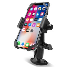 Higatful Phone Mount Holder with B Size 1" Ball Diamond Base & Double Socket Arm (Medium) for Car Boat Truck Motorcycle UTV ATV fit 4.7''-7.2'' Phone