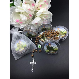 New 12 Pcs - St Jude Rosaries Favors Cross Scented Brown Recuerdos de Bautizo Rosario