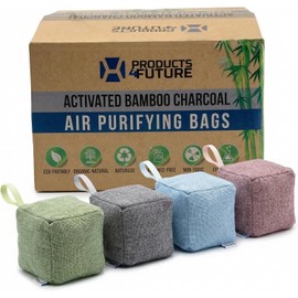 4 pack Naturally Activated Bamboo Charcoal Air Purifying Bags | Natural Home Deodorizer Bag | Charcoal Bag Odor Absorber For Pets | Odor Eliminator &