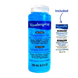 Wavelength 1 Bottle x 250ML MP Blue Multi-Purpose Ultrasound Gel. Hypoallergenic, Non-Greasy, Premium-Quality. Made in Canada. 1 Bottle x 250ML with Bonus 20g. (1, Blue 250 ml x 1 with Bonus 20g Pck)