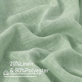 LAMIT Sheer Linen Curtains 63 Inch for Bedroom, Light Filtering Neutral Semi Sheer Farmhouse Boho Curtains Back Tab and Rod Pocket Living Room Panels, Fresh Green, 2 Panels, 52 x 63 Inch
