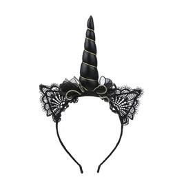 CALLARON Unicorn Horn Headband, Cartoon Animal Hairband, Funny Unicorn Hairhoop, Black Horn Cosplay Headwear Festival Costume