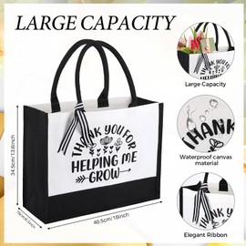 Teacher Appreciation Gifts for women 17 OZ Black Stainless Steel Tumbler Cup Canvas Totes Bag Makeup Bag Thank You Educator Teacher Gift Idea for Graduation Back to School