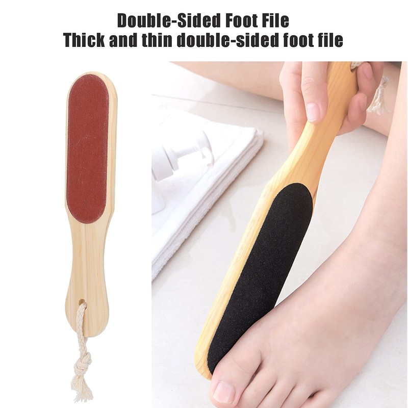 Foot File Callus Remover, Professional Double-Sided Wooden Foot File Foot