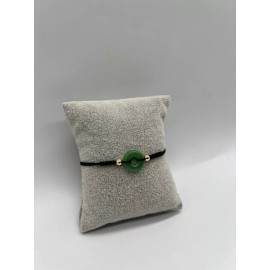 Jade Green Jade Stone Black String Adjustable Bracelet Pack of 12