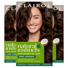 Clairol Natural Instincts - Tinte para el cabello demi-permanente, 5 colores de cabello castaño medio, paquete de 3