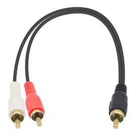 Poyiccot RCA Splitter - Male to Male Cable, Y Splitter 1 to 2 RCA Male Stereo Audio Subwoofer Cable - 25cm/10inch