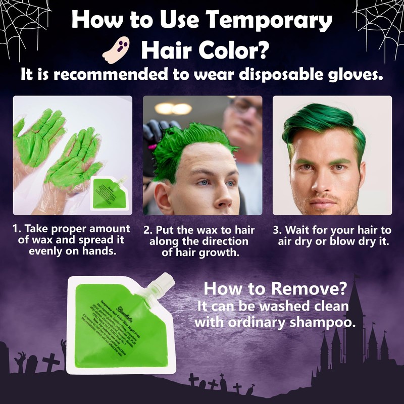 Halloween Joker Clown Make-Up Set with Green Hair Wax and