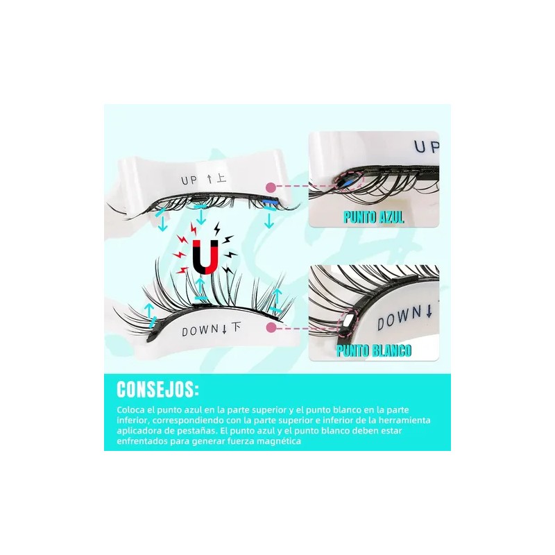 Pestañas Postizas Magnéticas Kit Con Aplicador 2 Pares