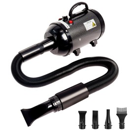 MCCKLE Dog Hair Dryer High Velocity Professional Dog Blow Dryer with Adjustable Speed Dog Pet Grooming Dryer Blower with 4 Nozzle 2 Blow Temperature（Black）