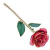 24K GoldPlated Rose Flower Pink Green Leaf for Valentine's Day