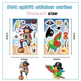 Pirate Make a Face Stickers for Adult Youth – 24 Sheets Mix & Match Make Your Own Stickers Birthday Goodie Bag Fillers, Scrapbooking