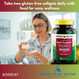Spring Valley Brain Support- Supplement with Omega 3 Turmeric, 60 Softgels (Pack of 1), Boxed by Fusion Shop Store