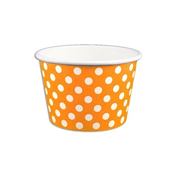 Black Cat Avenue Paper Ice Cream Cups, Polka Dot, Orange, 12 Ounce, 50 Count