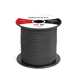 Brotree Paracord 0.1 inch (3 mm), 3 Cores, Guy Rope, Bobbin Wrap, Tent Rope, Parachute Cord, For Camping, Survival, Outdoors, Load Capacity: 42.8 lbs (192 kg), DIY Braiding (30m)