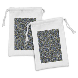 Ambesonne Alphabet Fabric Pouch Set of 2, Themed Colorful Pattern with English Letters in Irregular Order, Small Drawstring Bag for Toiletries Masks and Favors, 9" x 6", Night Blue Multicolor