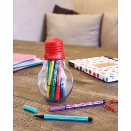 Premium Felt Pen - STABILO Pen 68 Mini - Colourful Ideas - Pack of 12 - with 12 Different Colours in Resealable Bulb