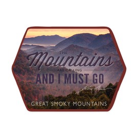 Die Cut Sticker Great Smoky Mountains, North Carolina, John Muir, The Mountains are Calling, Sunset, Contour Vinyl Sticker 3 to 6 inches, (Waterproof Decal for Cars, Water Bottles, Laptops, Coolers), Large