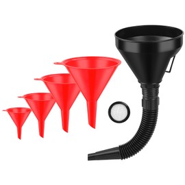 Umbresen Oil Funnels Set, Automotive Fuel Funnels, Wide Mouth Gas Funnel with Handle, Large Funnels with Hose, Plastic Long Neck Oil Funnels, Gasoline Funnel Kit for Water, Fuel, Oil Change (5)