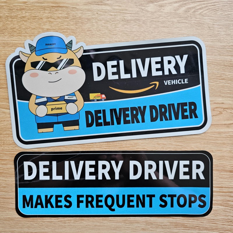 Delivery Driver Magnet for Car, Reflective Caution Frequent Stops Car