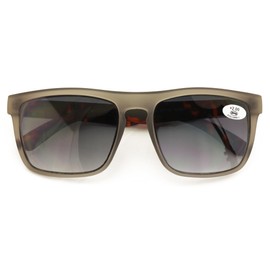 V.W.E. Large Men Progressive Bifocal Reading SunGlasses - UV400 Protection Reader - No Line Or Bubble - Keyhole Matte (Grey/Tortoise, 3.00, x)
