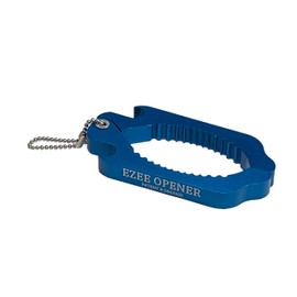 Ezee Opener - (Blue) Aluminum Keychain Multi use opener - perfect for arthritis and weak hands - opens to 2 1/2" dia.