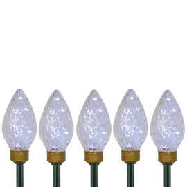 Northlight LED Lighted C9 Style Christmas Pathway Lawn Stakes - 8 ft - Clear - 5-Count