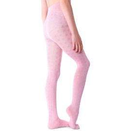 NOQ Girls Tights with 3D Effect Pattern Plain Dance Gymnastics Fancy Outfit Little Princess, Berenika Cotton Candy