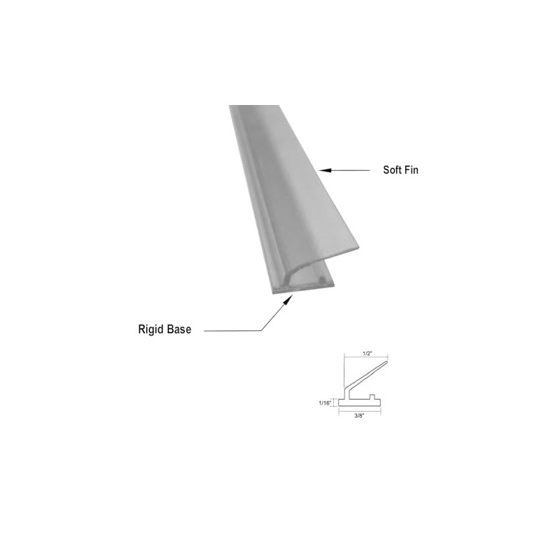 Gordon Glass® Shower Door Clear Polycarbonate Strike Seal with Soft