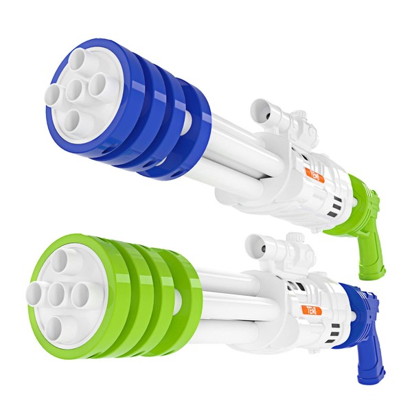 TEMI Super Water Soaker Blaster Squirt Water Guns - 22.4'' Large, 2 Pack with 5 Nozzles Shooting 50ft, Big Pistol for 3 4 5 6 7 Year Old Boys, Beach Outdoor Toys for Girls Adults