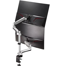 AVLT Dual 13"-27" Stacked Monitor Arm Desk Mount fits Two Flat/Curved Monitor Full Motion Height Swivel Tilt Rotation Adjustable Monitor Arm - VESA/C-Clamp/Grommet/Cable Management