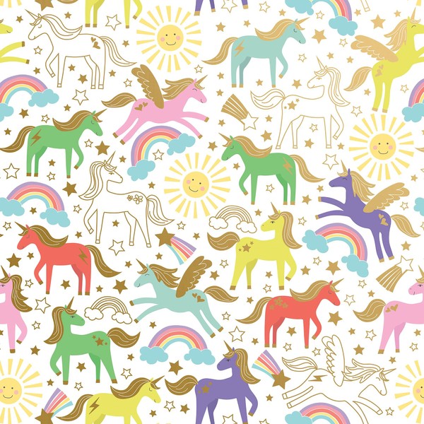 JILLSON & ROBERTS Bulk Gift Wrapping Paper, Unicorn, 1/2 Ream