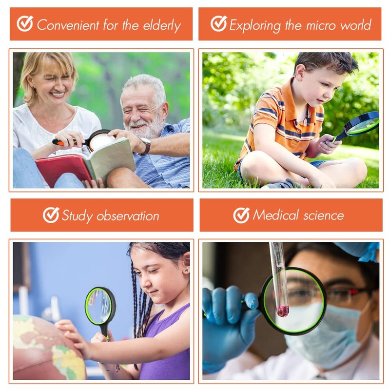Leffis 2 Pack 10X Magnifying Glass for Seniors & Kids,