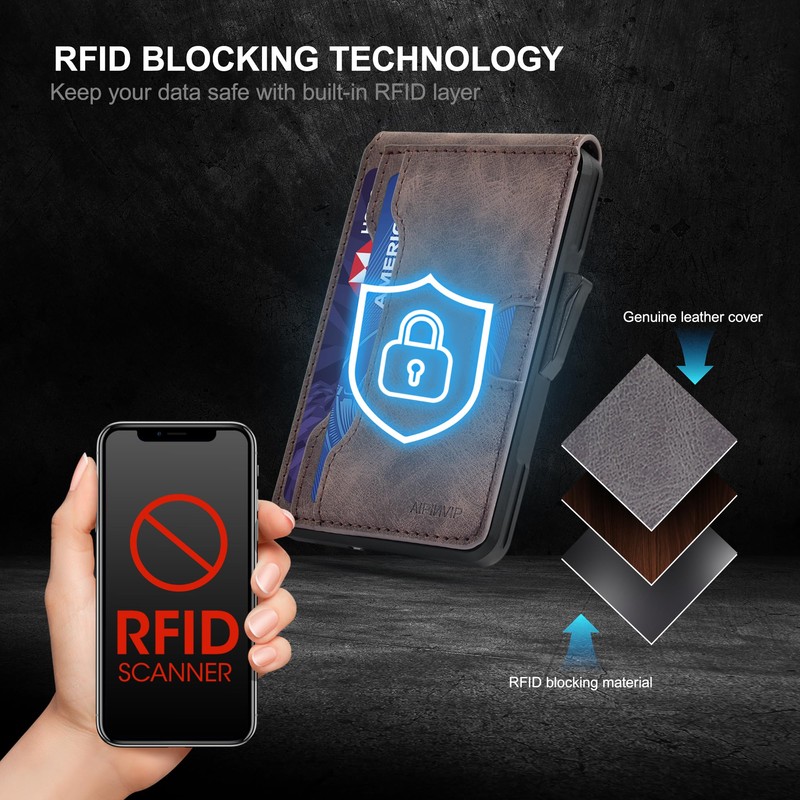 Aipinvip Mens Wallets RFID Blocking Automatic Pop Up Card Wallet