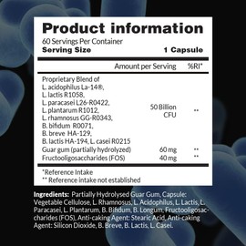 Intelligent Labs 50 Billion CFU Intelligent Labs Probiotics and Fibre, No Refrigeration Needed, with Sunfiber? & Fos, 2 Months Supply Per Bottle