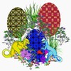 CafePress Dinosaur Easter Eggs Folded Greeting Cards (10-pack) Matte